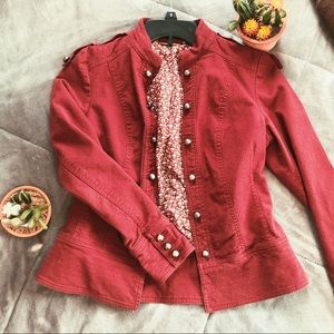 authentic vintage burgundy floral jean jacket